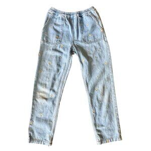 MINI BODEN Embroidered Star Jeans Girls 9 Blue Elastic Waist Denim Jean Pockets